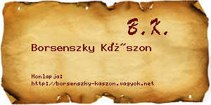 Borsenszky Kászon névjegykártya
